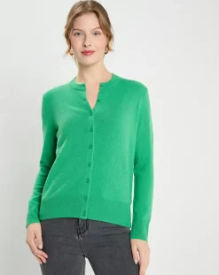 Galeries Lafayette Gilets Et Cardigans|Cardigan 100% Cachemire Zacao vert emeraude