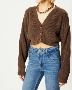 BDG by Urban Outfitters Gilets Et Cardigans|Cardigan cropped Washed Rib marron