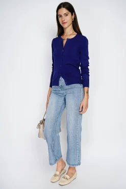 Assuili Gilets Et Cardigans|Cardigan en Cachemire mélangé ras de cou bleu nuit