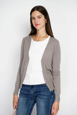 Assuili Gilets Et Cardigans|Cardigan en Cachemire mélangé col V taupe