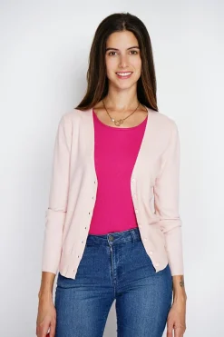 Assuili Gilets Et Cardigans|Cardigan en Cachemire mélangé col V rose