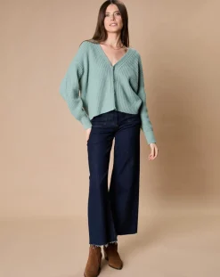 Oscar et Louise Gilets Et Cardigans|Cardigan en Laine & Cachemire mélangés Noémie sauge