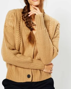 Galeries Lafayette Gilets Et Cardigans|Cardigan en Laine & Cachemire Fabiola T col V beige