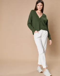 Oscar et Louise Gilets Et Cardigans|Cardigan en Laine & Cachemire mélangés Noémie kaki