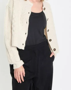 Marc O'Polo Gilets Et Cardigans|Cardigan en Laine mélangée à torsades écru