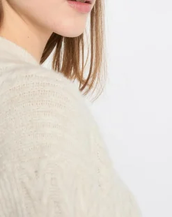 Marc O'Polo Gilets Et Cardigans|Cardigan en Laine mélangée à torsades écru