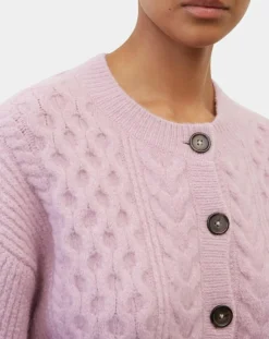 Marc O'Polo Gilets Et Cardigans|Cardigan en Laine mélangée à torsades rose