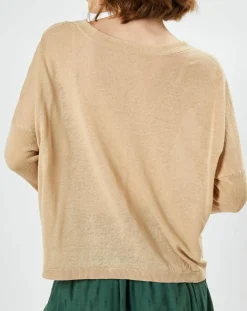 Maison Anje Gilets Et Cardigans|Cardigan en Lin & Coton Letrope latte