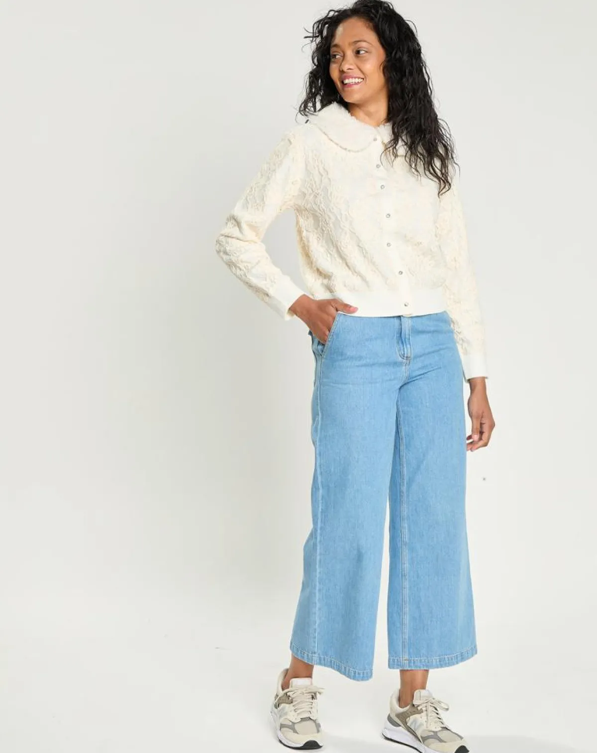 Manoush Gilets Et Cardigans|Cardigan Maille Dentelle ecru