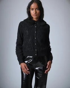 Manoush Gilets Et Cardigans|Cardigan Maille Dentelle noir