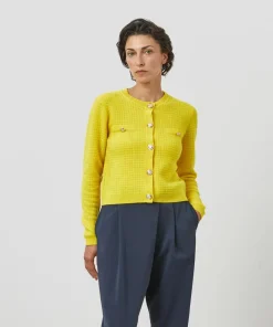Rodier Gilets Et Cardigans|Cardigan Raven 100% Cachemire boutons et poches jaune