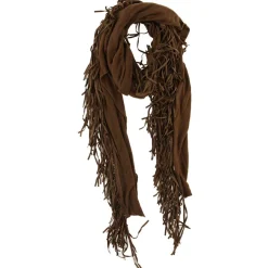 Hotel Particulier Echarpes, Foulards|Écharpe avec franges en Cuir camel - 220x92 cm