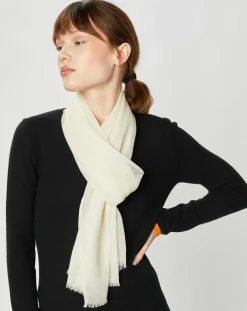 Petrusse Echarpes, Foulards|Écharpe en Laine & Soie Voile écrue - 50x180 cm