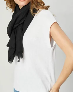 Petrusse Echarpes, Foulards|Écharpe en Lin & Coton Olaf noire - 60x190 cm