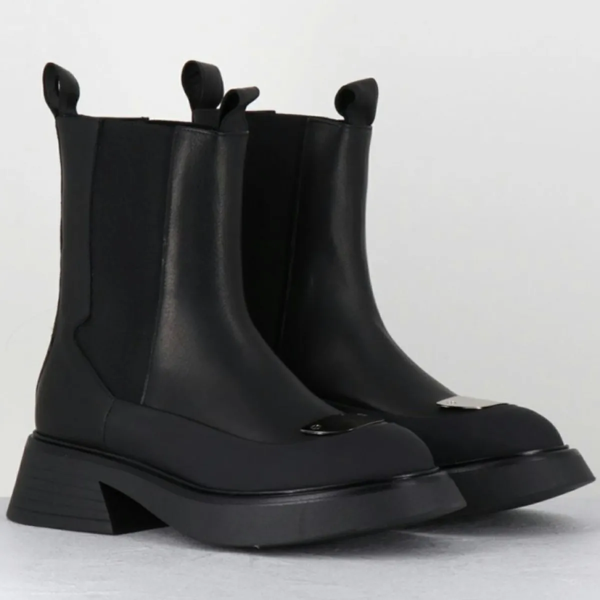 Garrice Lab Bottines|Chelsea Boots en Cuir bike noires
