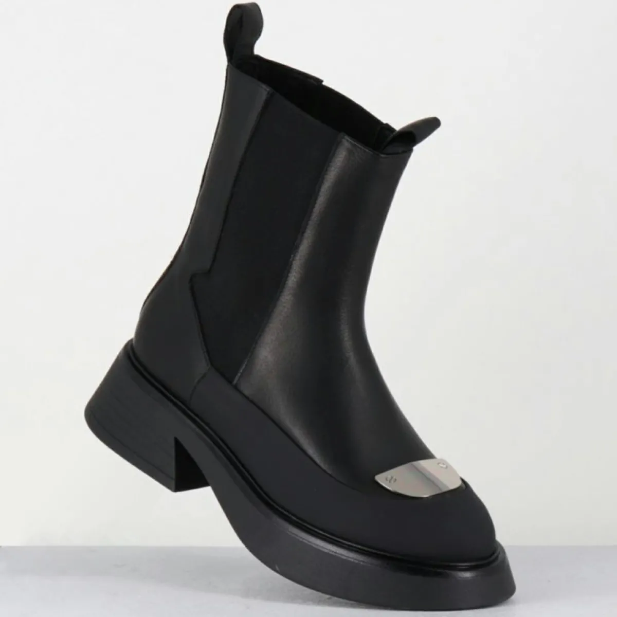 Garrice Lab Bottines|Chelsea Boots en Cuir bike noires