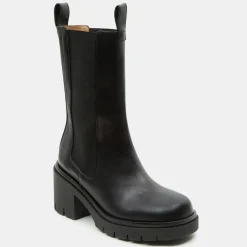 Flattered Bottines|Chelsea Boots en Cuir Mid noires - Talon 8 cm