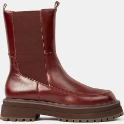 Galeries Lafayette Bottines|Chelsea Boots en Cuir semelle épaisse marron - Talon 4.5 cm