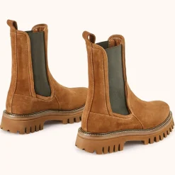 Cosmoparis Bottines|Chelsea boots en Velours de Cuir Teena tabac