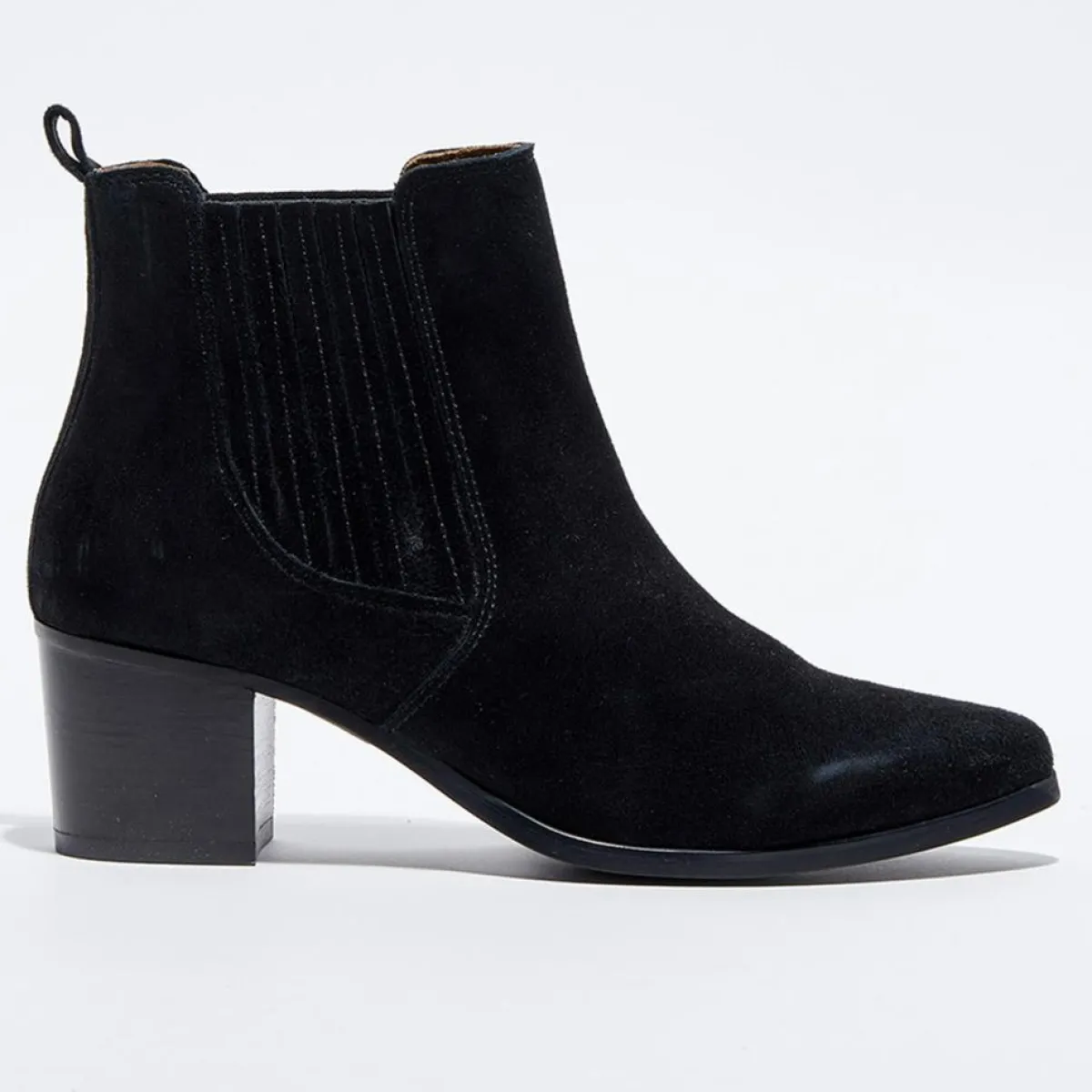 Cosmoparis Bottines|Chelsea boots en Velours de Cuir Fali noires - Talon 5 cm