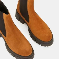 Galeries Lafayette Bottines|Chelsea boots semelle épaisse camel - Talon 4 cm