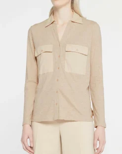 Yerse Chemises|Chemise 100% Coton Bio O-Selection beige moyen