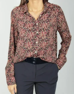 Lauren Vidal Chemises|Chemise en Soie mélangée Soan imprimée étoile rouge/noir