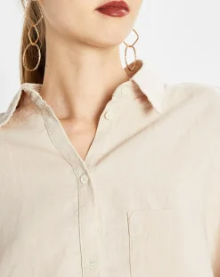 Marc O'Polo Chemises|Chemise 100% Lin manches longues Poche beige