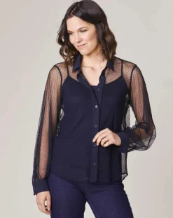 Indies Tops Et Blouses|Chemise avec Top Plume marine