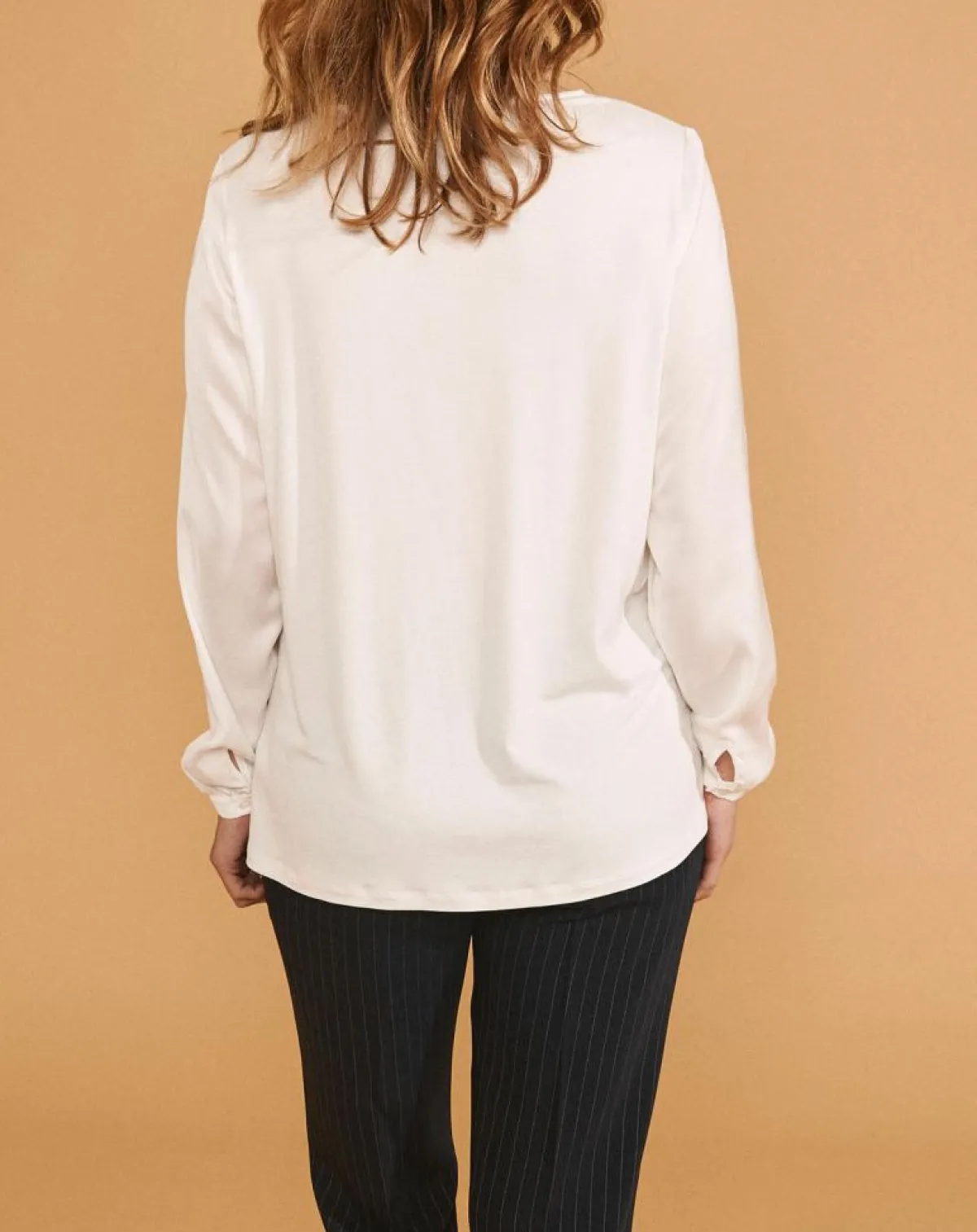 Devernois Chemises|Chemise Ciano à volant beige neige