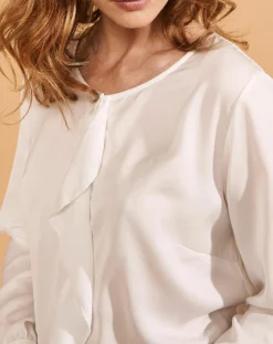 Devernois Chemises|Chemise Ciano à volant beige neige