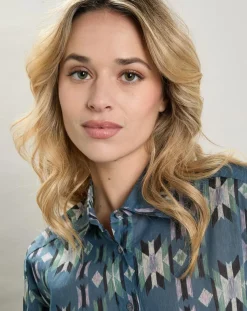 Hartford Chemises|Chemise Cinema imprimée bleue