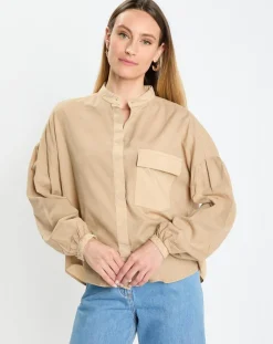 Marc O'Polo Chemises|Chemise Col Mao Poche beige moyen