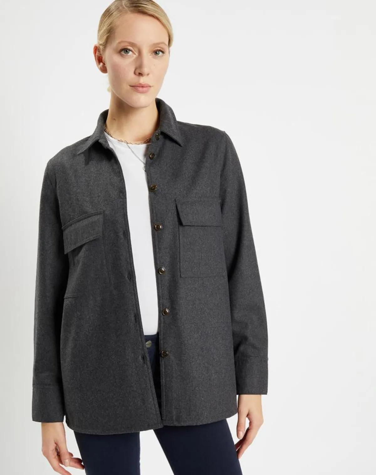 Jodhpur Chemises|Chemise Corfou en Laine mélangée gris foncé