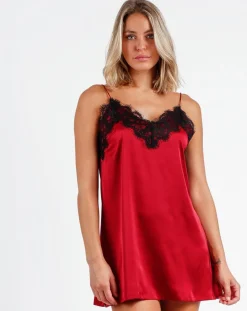 Admas Lingerie, Nuit|Chemise de nuit en dentelle rouge rubis