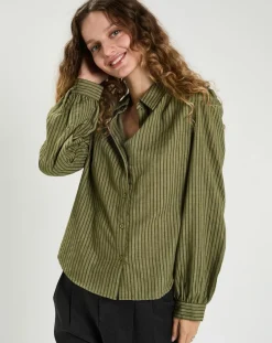 The Korner Chemises|Chemise en Coton & Lin Ava kaki