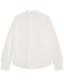 Marc O'Polo Chemises|Chemise en Coton & Lin Col Tunis blanche