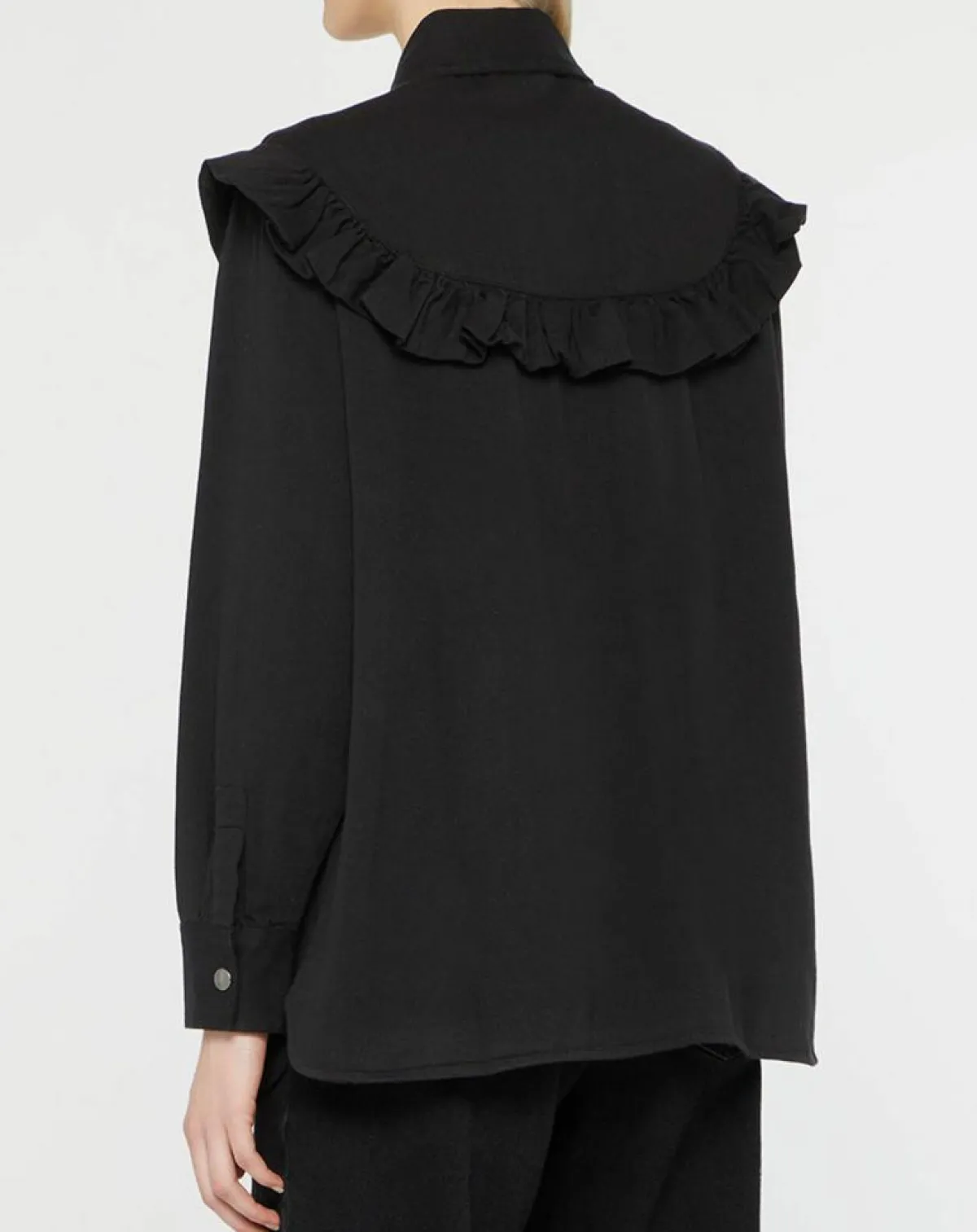 Galeries Lafayette Chemises|Chemise en Coton bio Candy volant en plastron noire