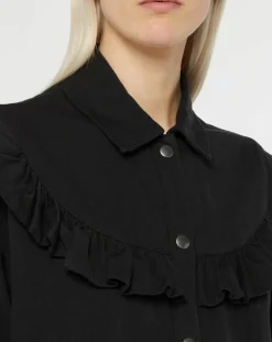 Galeries Lafayette Chemises|Chemise en Coton bio Candy volant en plastron noire
