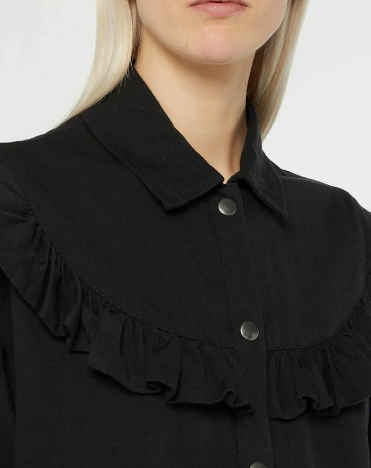Galeries Lafayette Chemises|Chemise en Coton bio Candy volant en plastron noire