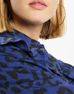 Galeries Lafayette Chemises|Chemise en Coton bio Candy imprimé léopard bleu/noir