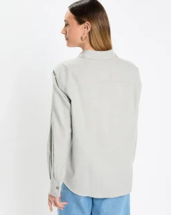 Marc O'Polo Chemises|Chemise en Flanelle manches ballons gris clair