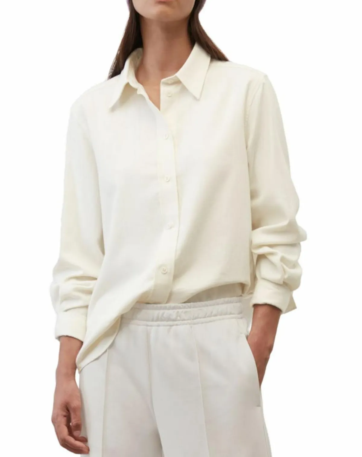 Marc O'Polo Chemises|Chemise en flanelle manches ballons écrue