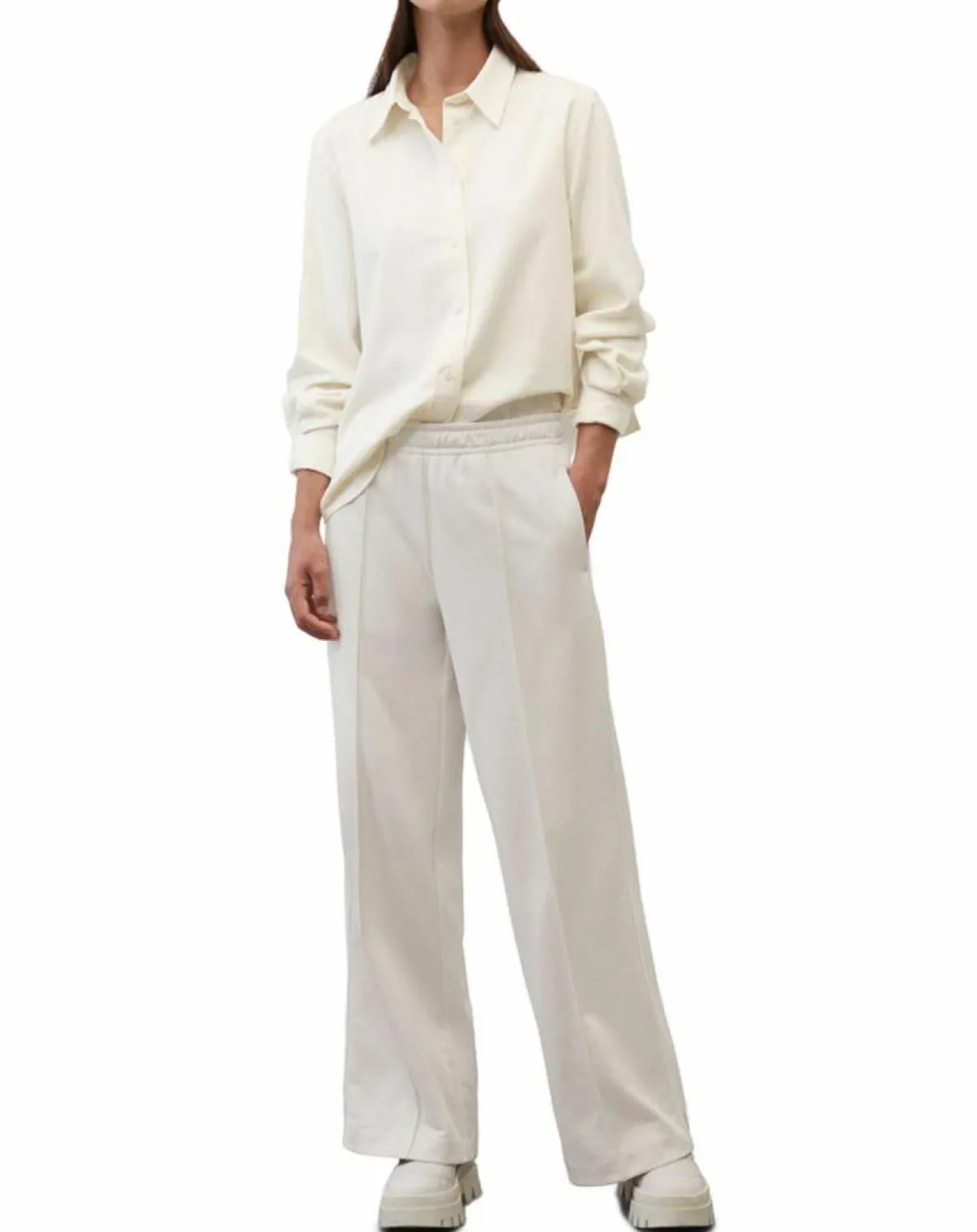 Marc O'Polo Chemises|Chemise en flanelle manches ballons écrue