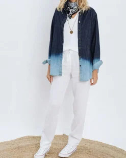 Lauren Vidal Chemises|Chemise en Jean Store bleue