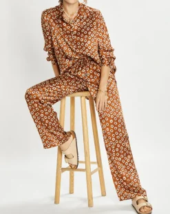 Lauren Vidal Chemises|Chemise en Soie mélangée Ines marron