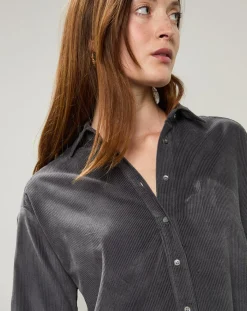 Hartford Chemises|Chemise en Velours Milleraie Cinema charbon