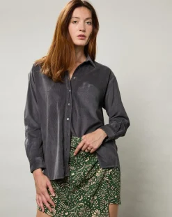 Hartford Chemises|Chemise en Velours Milleraie Cinema charbon