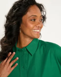 Esprit Chemises|Chemise Epaisse Coton uni verte