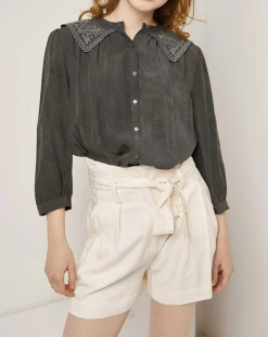 See u Soon Chemises|Chemise fluide 100% Bambou Rose noir délavé